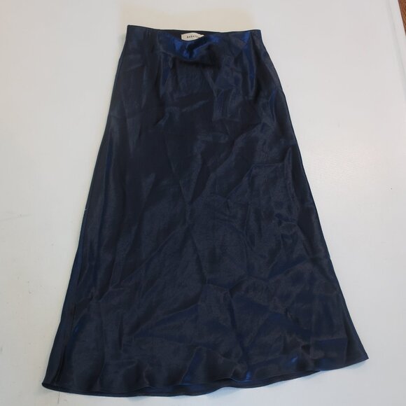 Womens Babaton Blue Satin Midi Skirt 00 - Picture 2 of 5